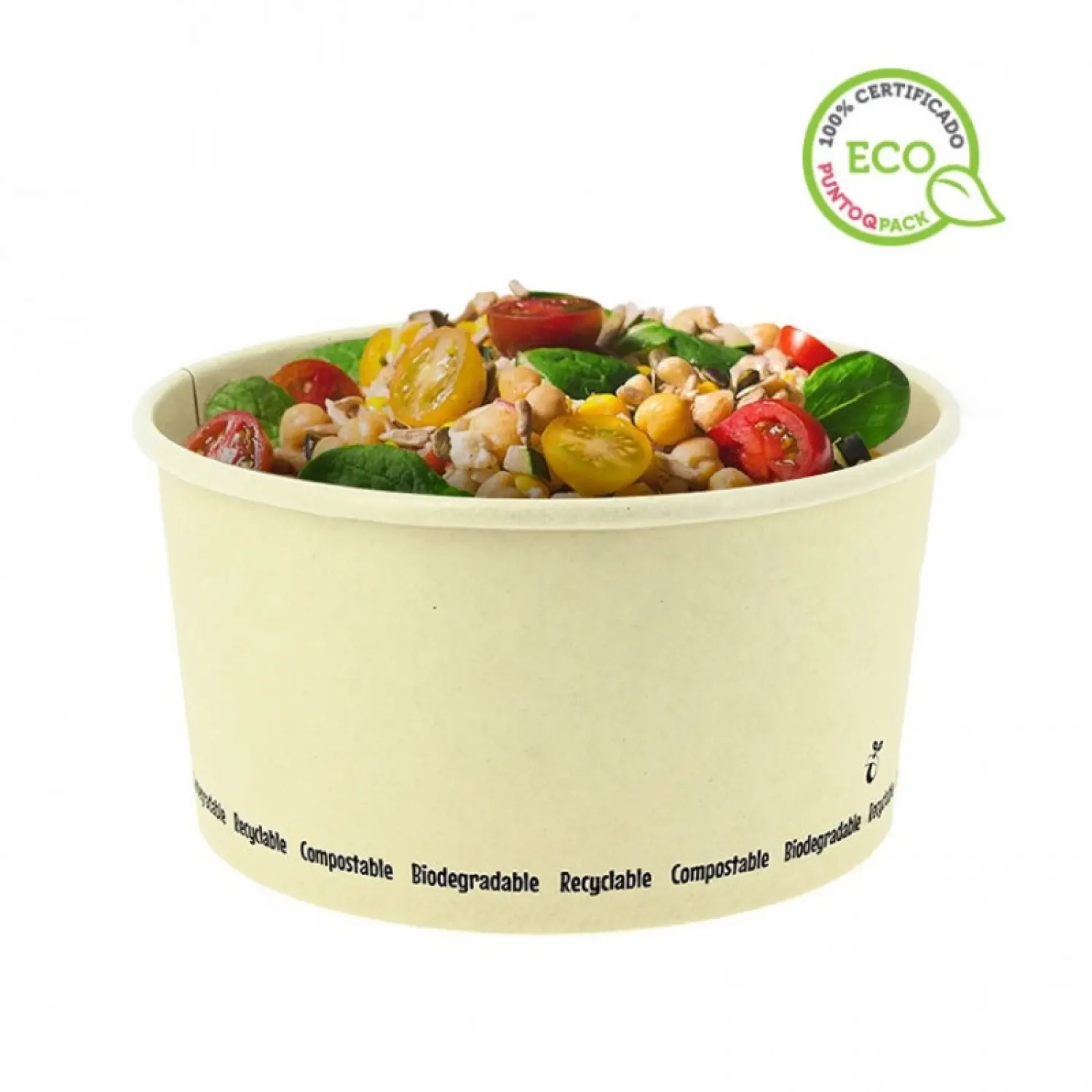 360 unidades. Embalagens para saladas em fibra de bambu compostável (1000ml) | Ref: PW210PCPLA1000