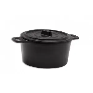 Cocotte redonda pequeña 10 cm de Ø x 6 cm de alto (14,5 cm con asas) Negro mate (Pack de 12 unidades)
