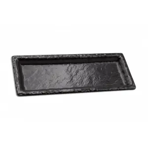 Plato rectangular pequeño 24 x 10 x 2 cm Negro mate (Pack de 12 unidades)