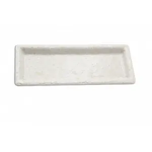 Plato rectangular pequeño 24 x 10 x 2 cm Blanco mármol (Pack de 12 unidades)