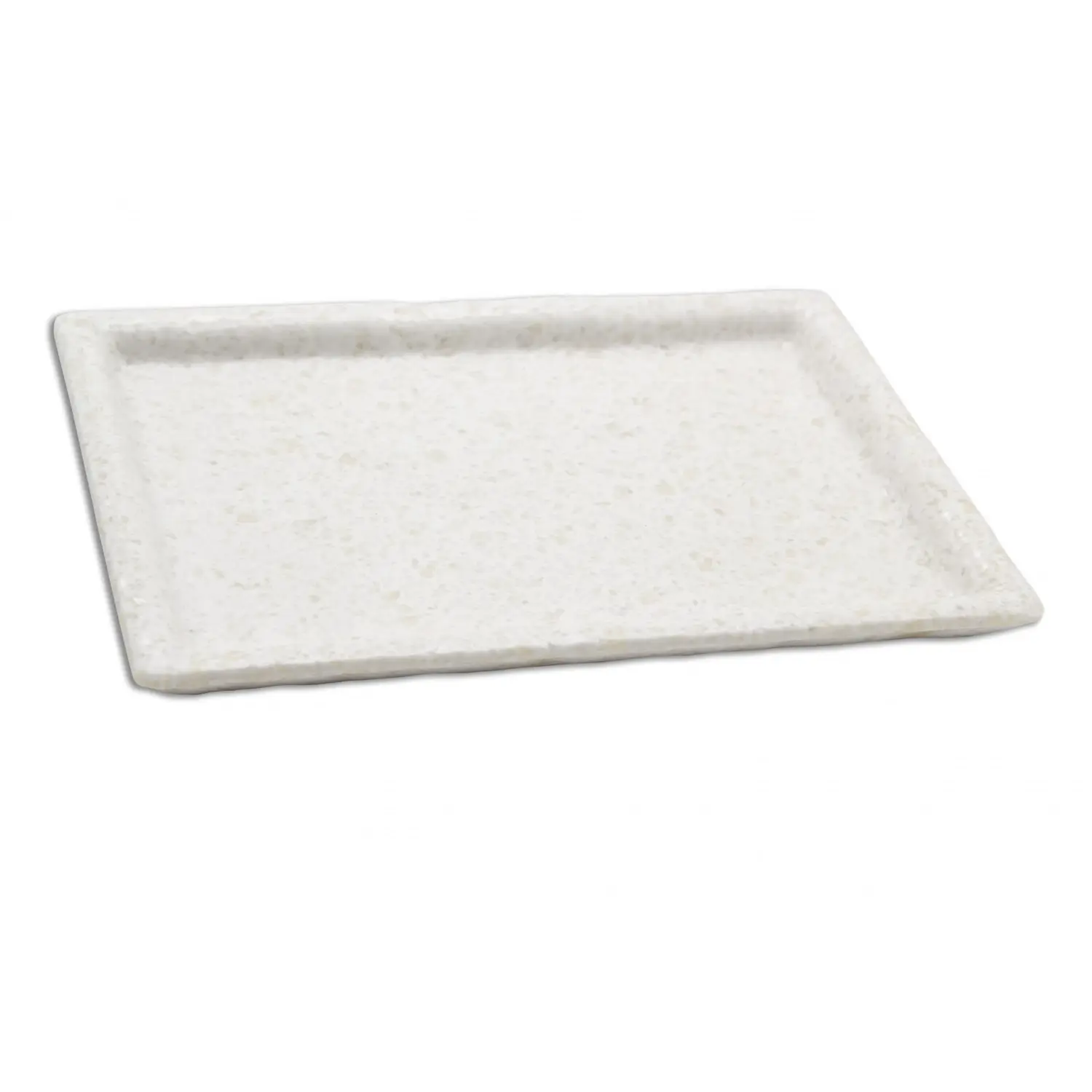 Plato rectangular grande 24,5 x 18 x 2,3 cm Blanco mármol (Pack de 12 unidades)
