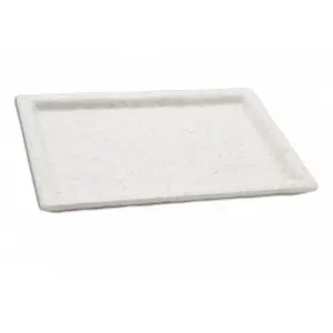 Plato rectangular grande 24,5 x 18 x 2,3 cm Blanco mármol (Pack de 12 unidades)