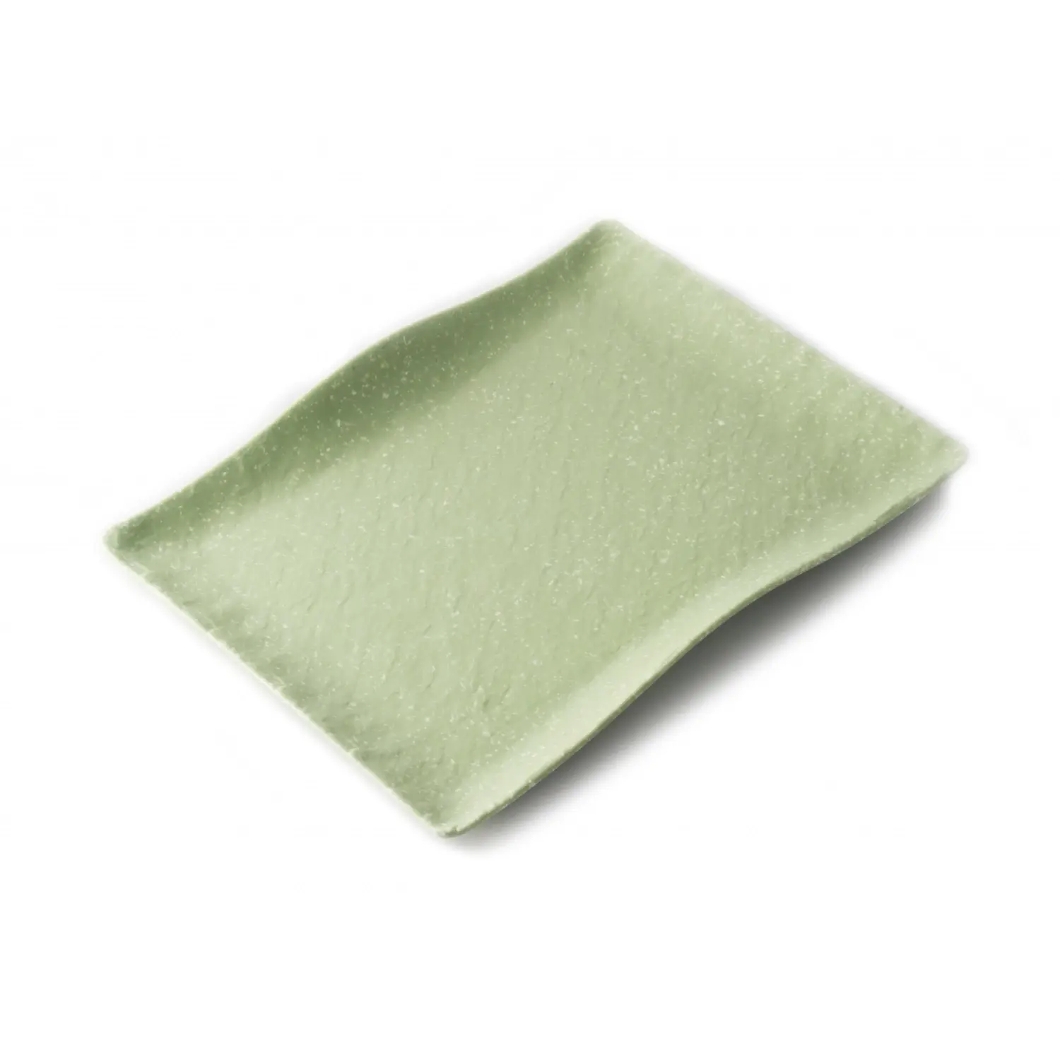 Plato rectangular mediano con borde ondeado 27 x 19 x 3,5 cm Verde aguacate (Pack de 6 unidades)