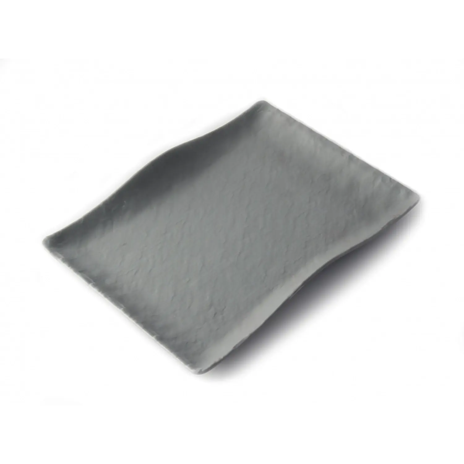 Plato rectangular mediano con borde ondeado 27 x 19 x 3,5 cm Gris espacial (Pack de 6 unidades)