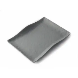 Plato rectangular mediano con borde ondeado 27 x 19 x 3,5 cm Gris espacial (Pack de 6 unidades)