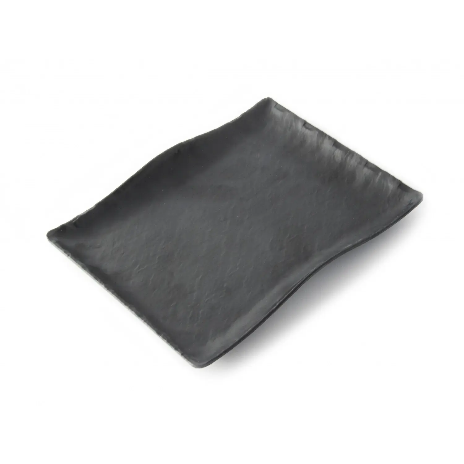 Plato rectangular mediano con borde ondeado 27 x 19 x 3,5 cm Negro mate (Pack de 6 unidades)