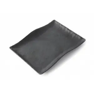 Plato rectangular mediano con borde ondeado 27 x 19 x 3,5 cm Negro mate (Pack de 6 unidades)
