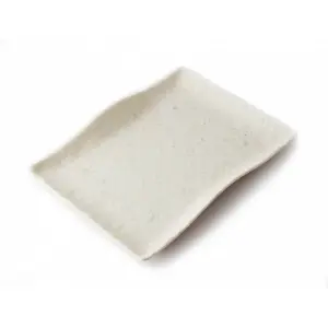 Plato rectangular mediano con borde ondeado 27 x 19 x 3,5 cm Blanco mármol (Pack de 6 unidades)