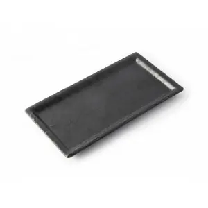 Plato rectangular mediano 28 x 14 x 1,6 cm Negro mate (Pack de 12 unidades)
