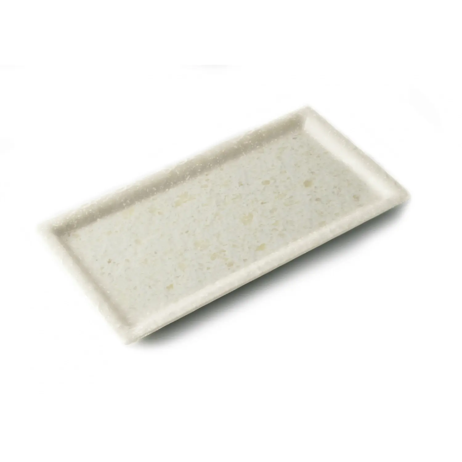 Plato rectangular mediano 28 x 14 x 1,6 cm Blanco mármol (Pack de 12 unidades)