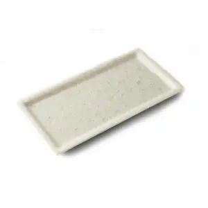 Plato rectangular mediano 28 x 14 x 1,6 cm Blanco mármol (Pack de 12 unidades)