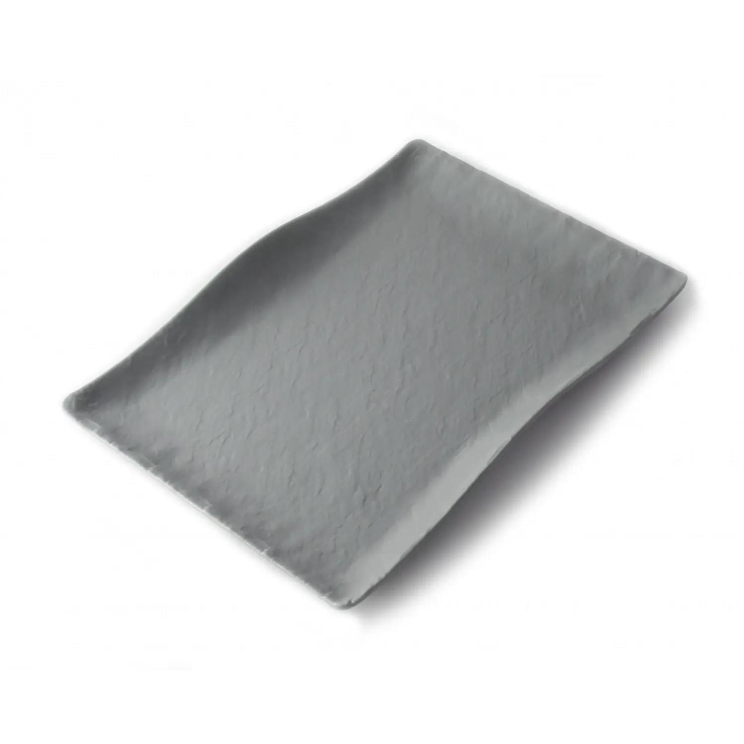 Plato rectangular grande con borde ondeado 32 x 21 x 3,5 cm Gris espacial (Pack de 6 unidades)