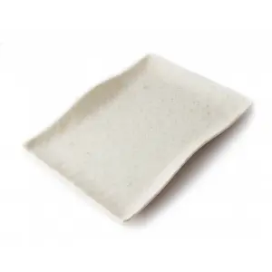 Plato rectangular grande con borde ondeado 32 x 21 x 3,5 cm Blanco mármol (Pack de 6 unidades)