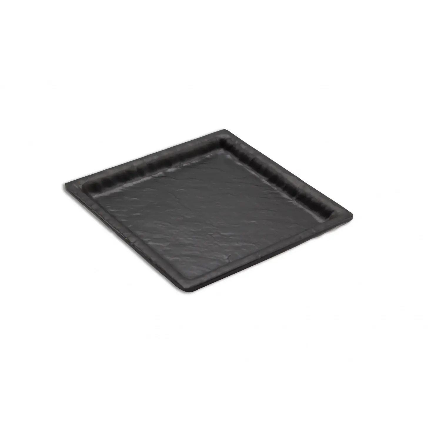 Plato cuadrado pequeño 14 x 14 x 2 cm Negro mate (Pack de 24 unidades)
