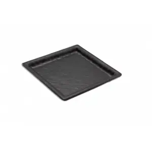 Plato cuadrado pequeño 14 x 14 x 2 cm Negro mate (Pack de 24 unidades)