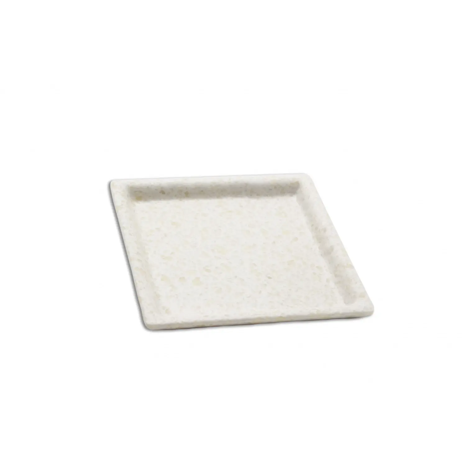 Plato cuadrado pequeño 14 x 14 x 2 cm Blanco mármol (Pack de 24 unidades)