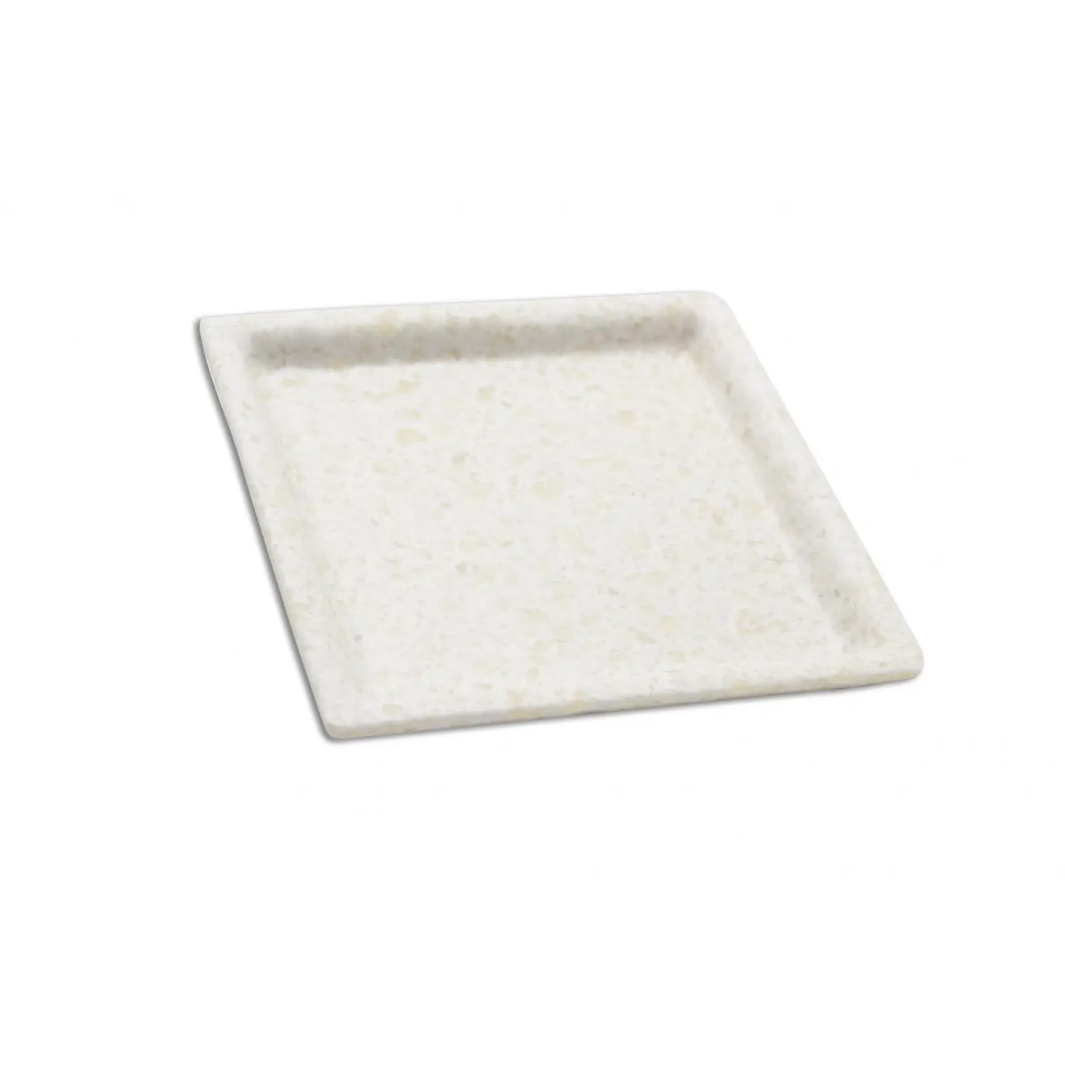 Plato cuadrado grande 17 x 17 x 2 cm Blanco mármol (Pack de 12 unidades)