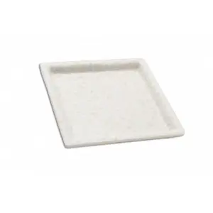 Plato cuadrado grande 17 x 17 x 2 cm Blanco mármol (Pack de 12 unidades)