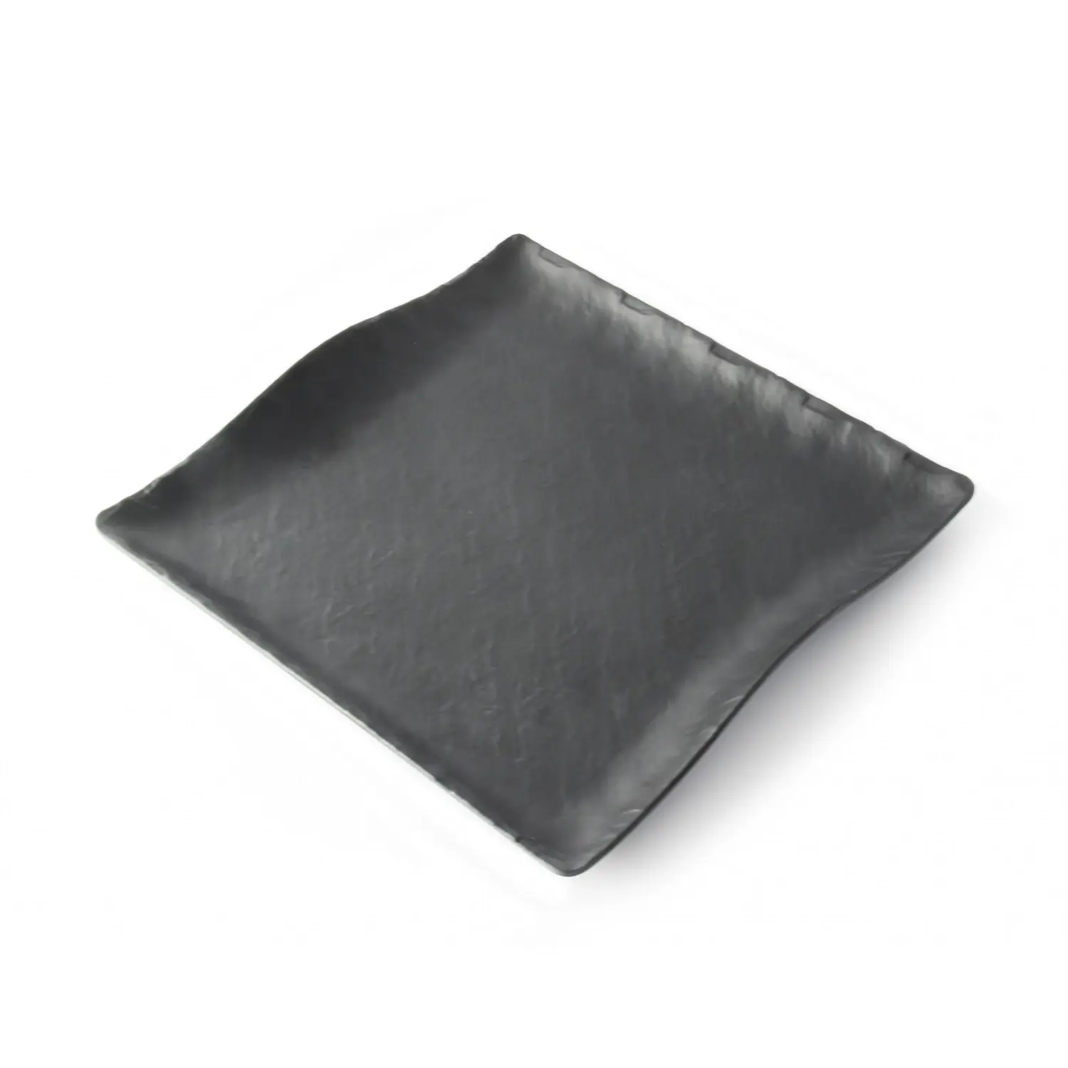 Plato cuadrado con borde ondeado 28 x 28 x 2,5 cm Negro mate (Pack de 6 unidades)
