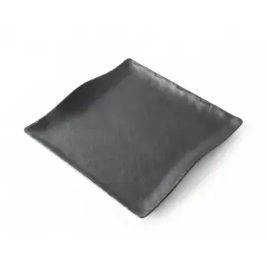 Plato cuadrado con borde ondeado 28 x 28 x 2,5 cm Negro mate (Pack de 6 unidades)