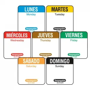 Rollo de 1000 etiquetas despegables para rotación de inventario "MIERCOLES" 2,5 x 2,5 cm (3 unids)