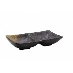 Cuenco rectangular con 2 compartimentos 17 x 8,5 x 3,5 cm Lava (Pack de 12 unidades)