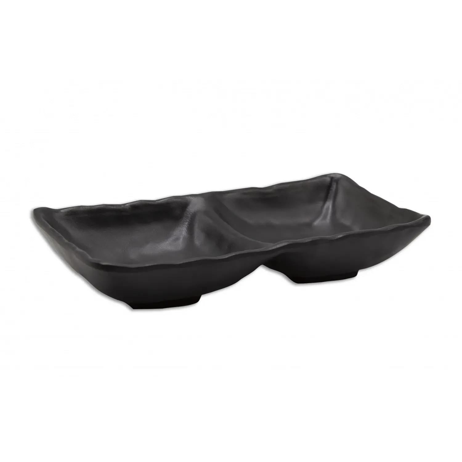 Cuenco rectangular con 2 compartimentos 17 x 8,5 x 3,5 cm Negro mate (Pack de 12 unidades)