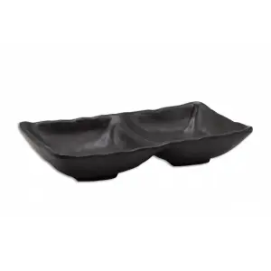 Cuenco rectangular con 2 compartimentos 17 x 8,5 x 3,5 cm Negro mate (Pack de 12 unidades)