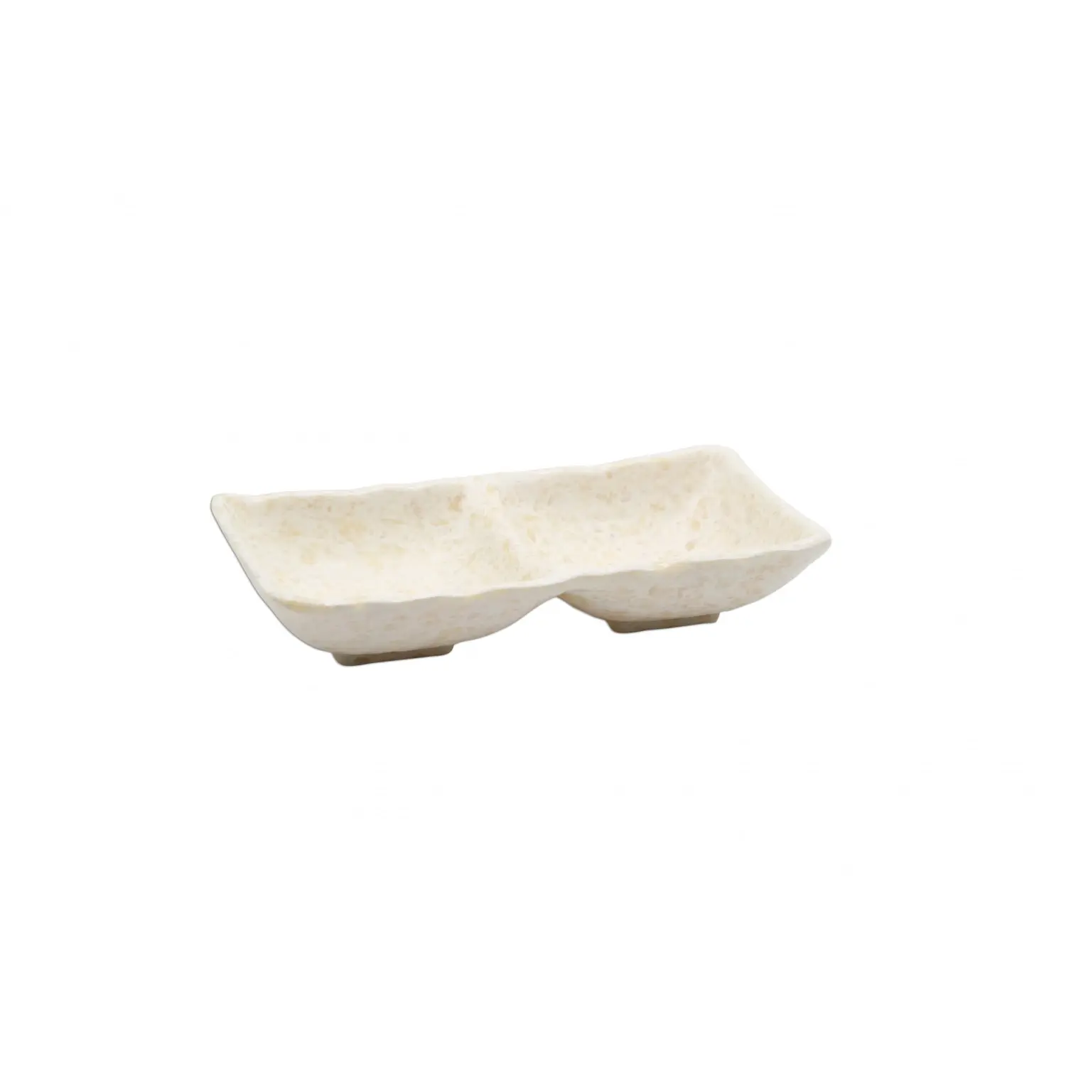 Cuenco rectangular con 2 compartimentos 17 x 8,5 x 3,5 cm Blanco mármol (Pack de 12 unidades)