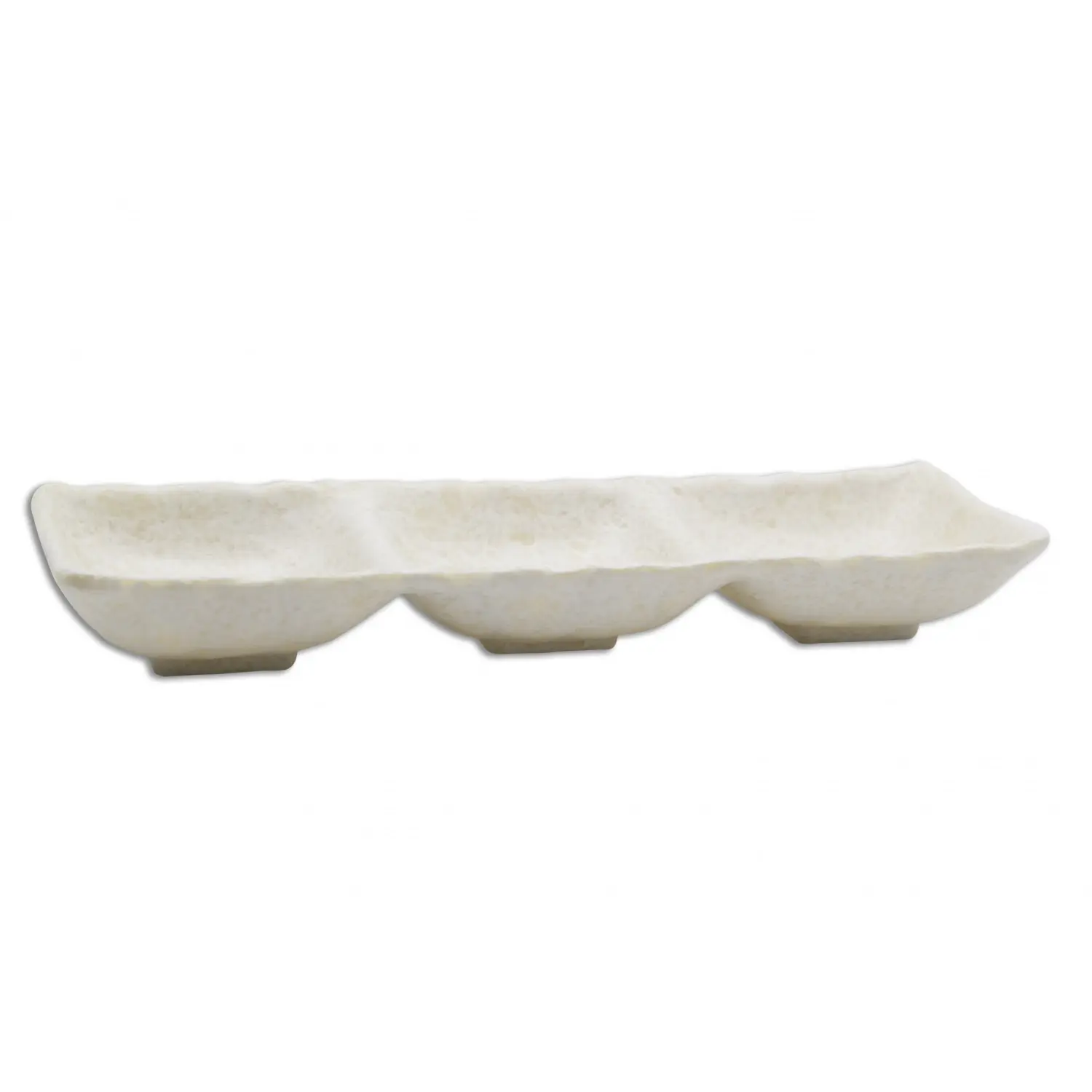 Cuenco rectangular con 3 compartimentos 26 x 8,5 x 3,5 cm Blanco mármol (Pack de 12 unidades)