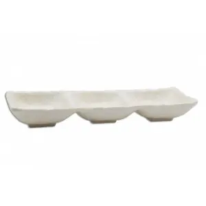 Cuenco rectangular con 3 compartimentos 26 x 8,5 x 3,5 cm Blanco mármol (Pack de 12 unidades)