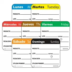 Rollo de 500 etiquetas 5 x 5 cm Blanco y amarillo