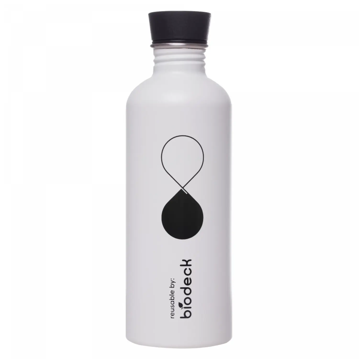 Sticla aluminiu reutilizabila biodeck alba 500 ml