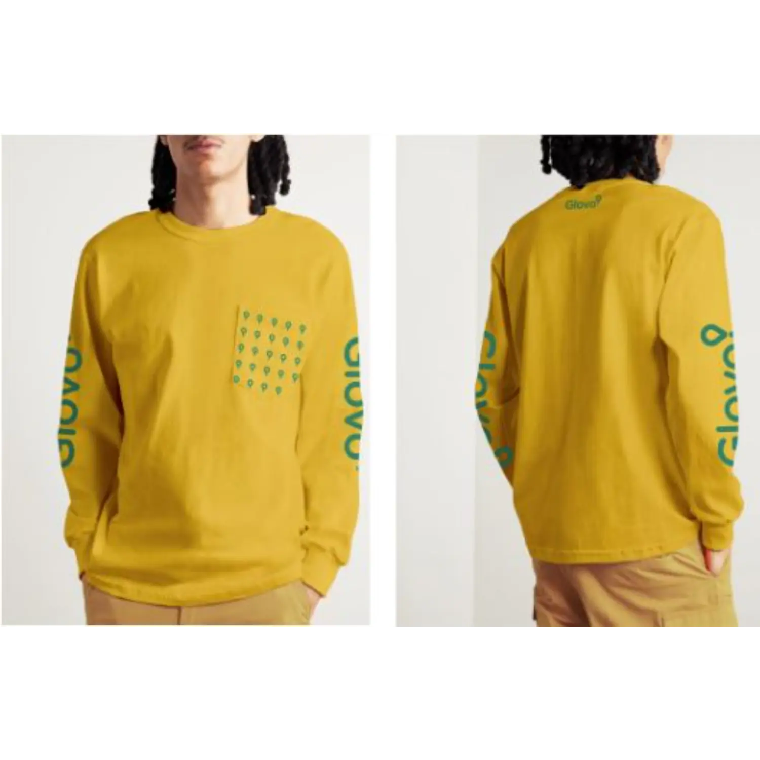 Camiseta Glovo de manga larga 100% algodón