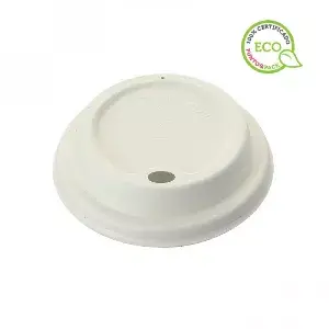 50 unidades. Tampa de fibra de cana branca para copos (9Ø) | Ref: TAP042