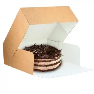 25 Uds. Caja tarta kraft con apertura frontal (26x26x10 cm) | Ref: TAR008