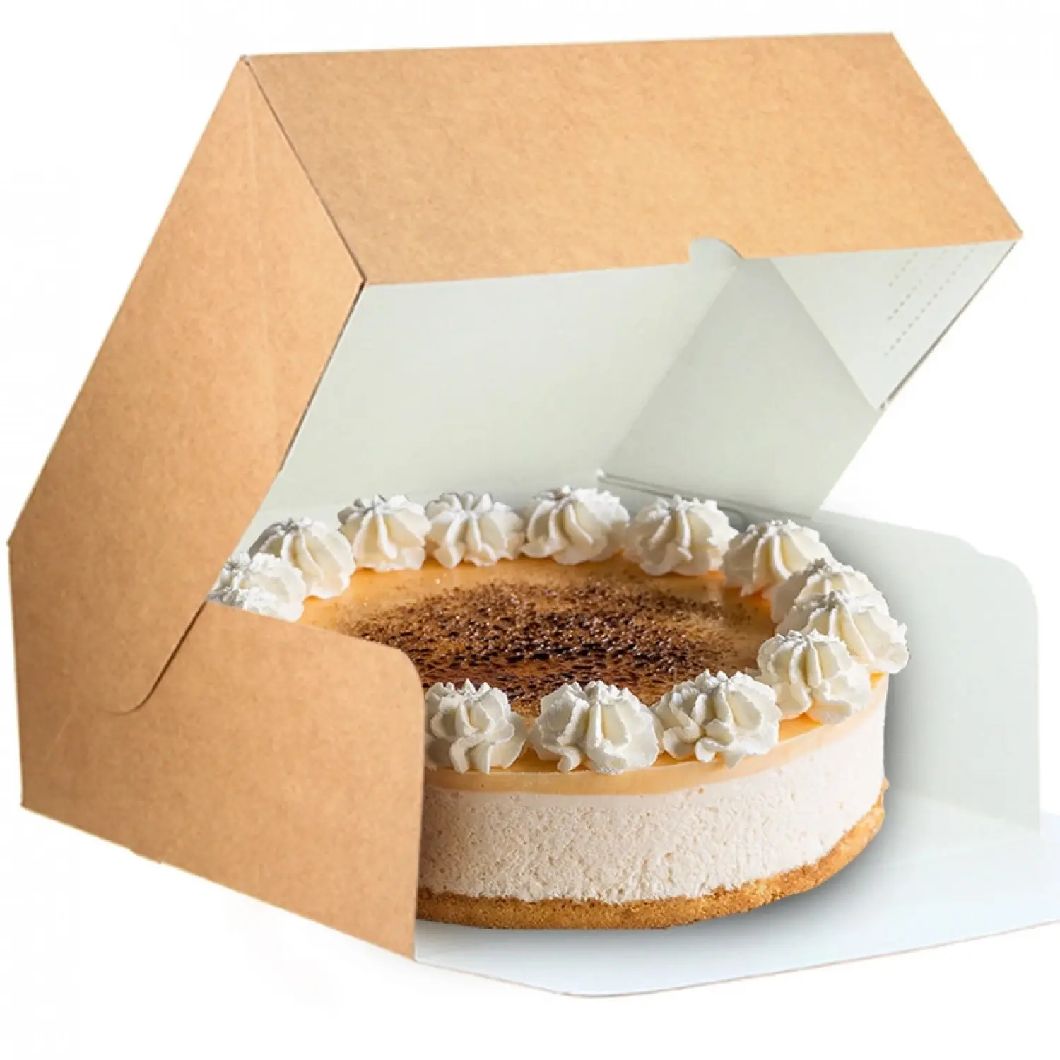 25 unidades. Caixa de bolo de papel kraft com abertura frontal (35x35x10 cm) | Ref: TAR011