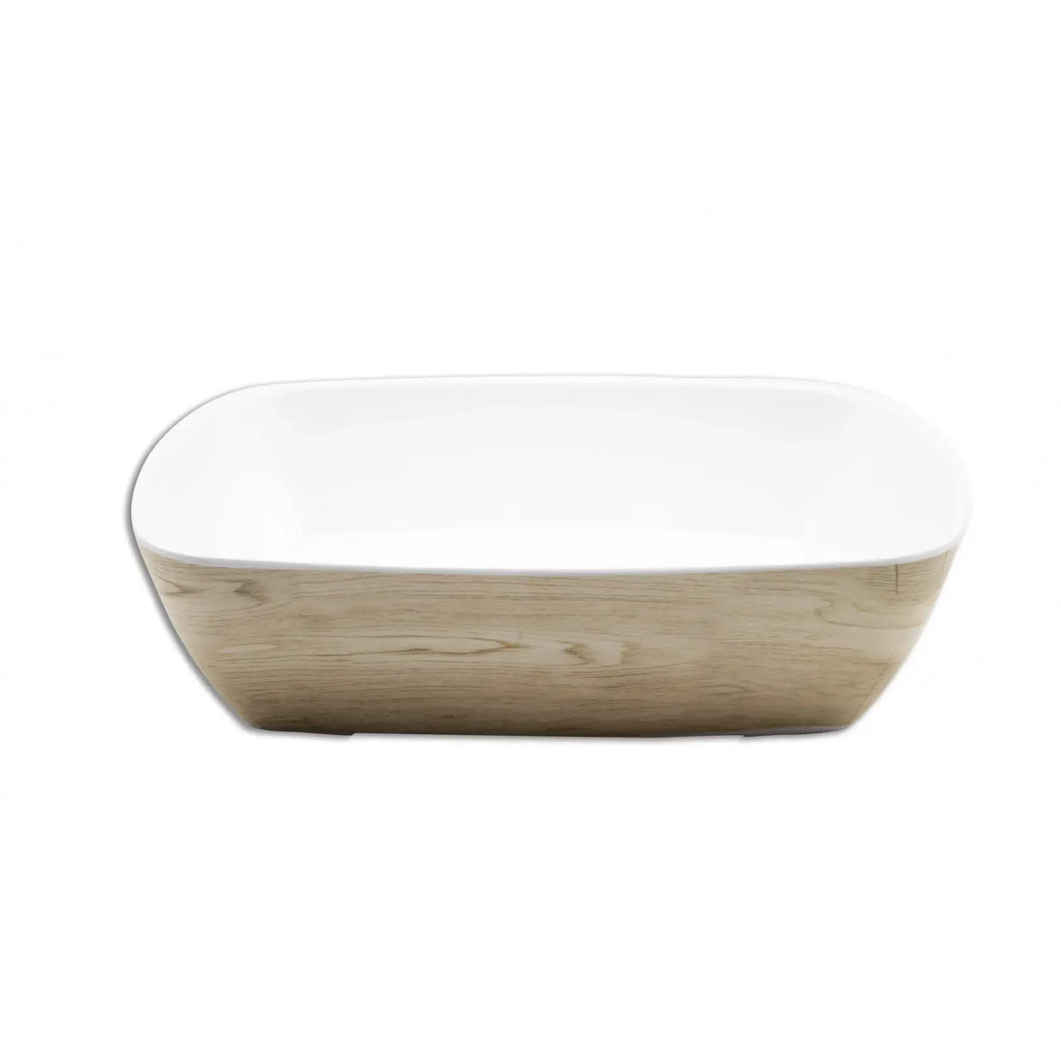Ensaladera rectangular de presentación GN 1/2 32 x 26 x 8,3 cm Madera/Blanco (Pack de 6 unidades)