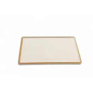 Fuente rectangular mediana 24 x 19 x 1,5 cm Blanco con borde naranja (Pack de 6 unidades)