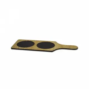 Pala rectangular de presentacion con 2 compartimentos 34x13 cm Madera/Negro (Pack de 6 unidades)