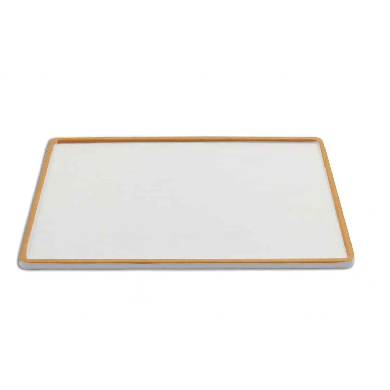 Fuente rectangular grande 31 x 23 x 1,5 cm Blanco con borde naranja (Pack de 6 unidades)