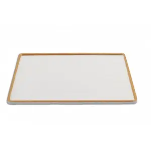 Fuente rectangular grande 31 x 23 x 1,5 cm Blanco con borde naranja (Pack de 6 unidades)