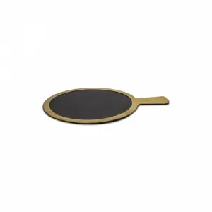 Base redonda c/asa 22x22 cm Madera/Negro (Pack de 6 unidades)