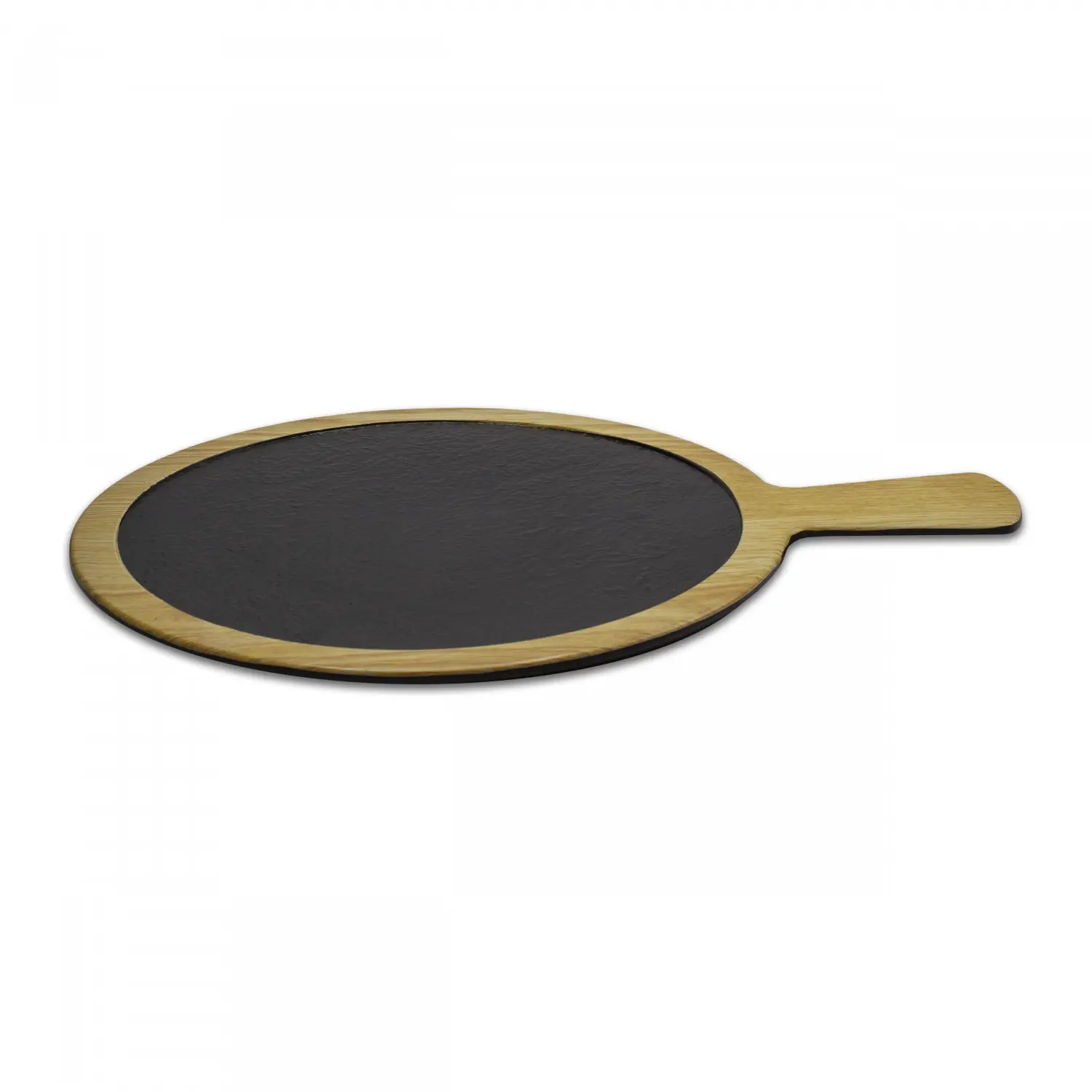Base redonda c/asa 28x28 cm Madera/Negro (Pack de 6 unidades)