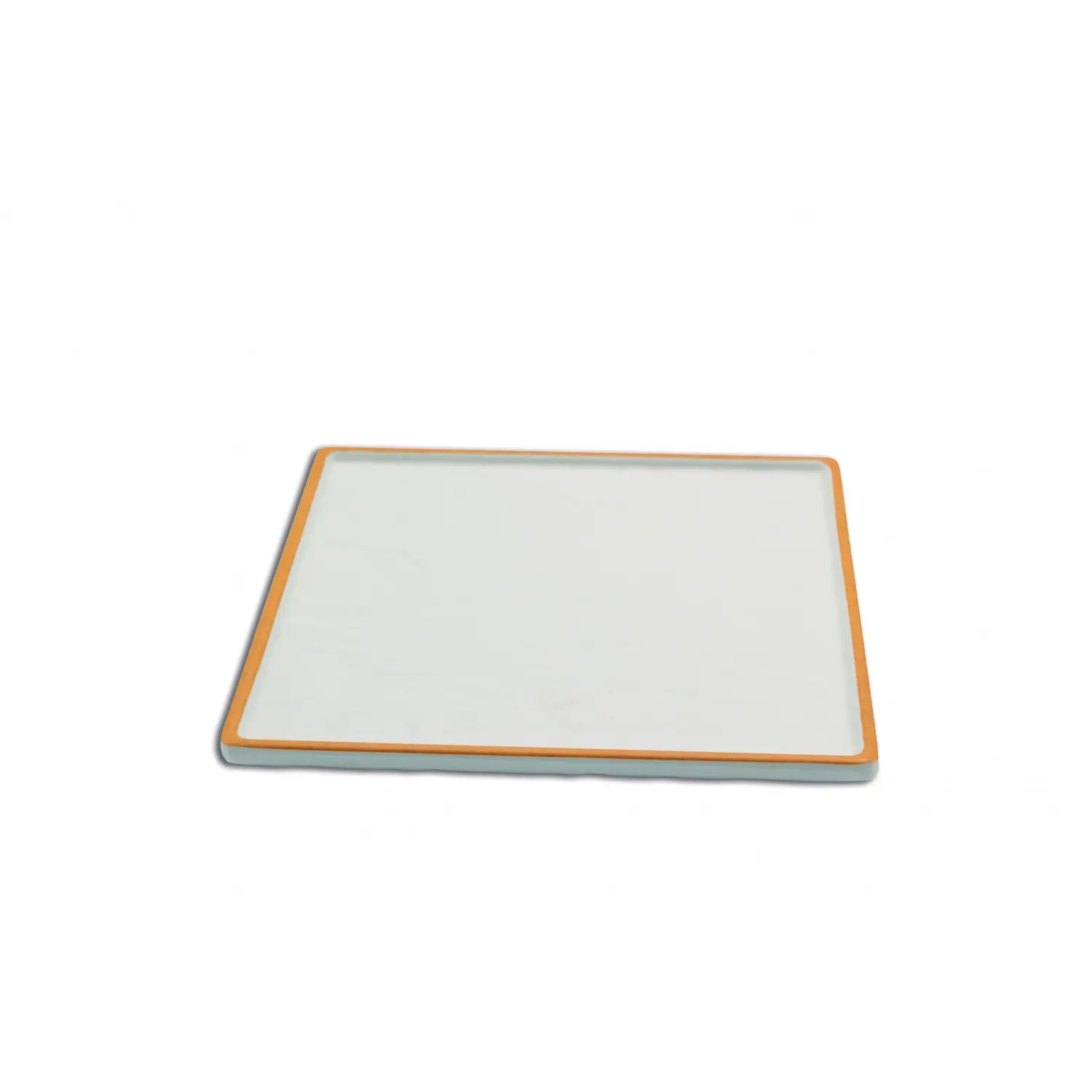 Fuente cuadrada mediana 23 x 23 x 1,5 cm Blanco con borde naranja (Pack de 6 unidades)