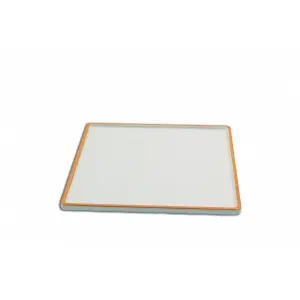 Fuente cuadrada mediana 23 x 23 x 1,5 cm Blanco con borde naranja (Pack de 6 unidades)